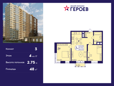 Квартира 48 м², 3-комнатная - изображение 1