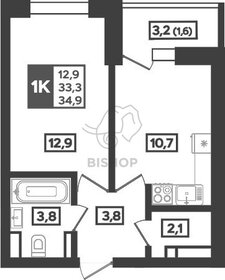 Квартира 34,9 м², 1-комнатная - изображение 1