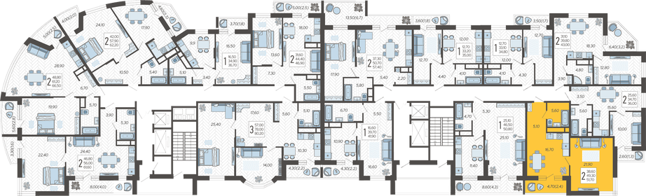 51,7 м², 2-комнатная квартира 5 650 000 ₽ - изображение 93