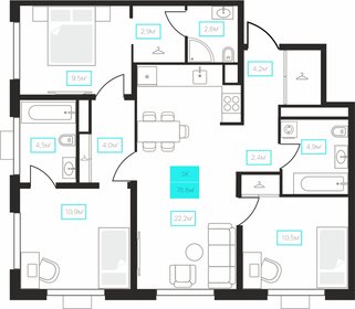 79,3 м², 3-комнатная квартира 6 900 000 ₽ - изображение 35