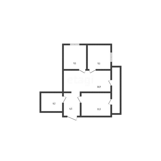 59,1 м², 3-комнатная квартира 5 750 000 ₽ - изображение 1