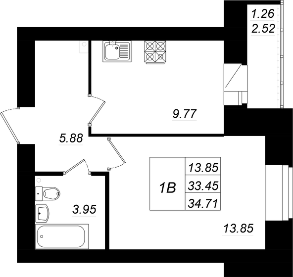 34,7 м², 1-комнатная квартира 5 510 000 ₽ - изображение 1