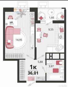 Квартира 35,1 м², 1-комнатная - изображение 1