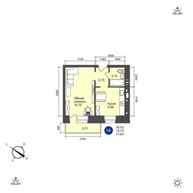 Квартира 31,6 м², 1-комнатная - изображение 1