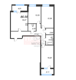 Квартира 86,6 м², 4-комнатная - изображение 1