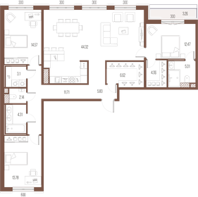 Квартира 127,9 м², 3-комнатная - изображение 1