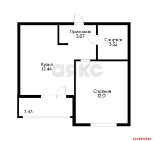 Квартира 34 м², 1-комнатная - изображение 1