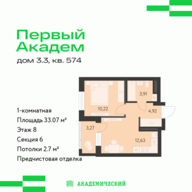Квартира 33,1 м², 1-комнатная - изображение 1