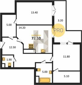 Квартира 78,1 м², 2-комнатная - изображение 1