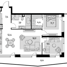 Квартира 78,6 м², 3-комнатная - изображение 2