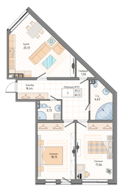 Квартира 89,7 м², 2-комнатная - изображение 1
