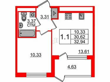 31,2 м², 1-комнатная квартира 6 500 000 ₽ - изображение 1