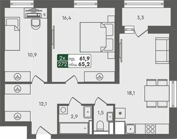 67,6 м², 3-комнатная квартира 4 500 000 ₽ - изображение 51