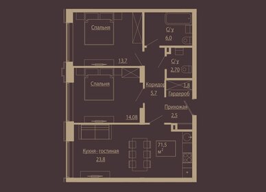 Квартира 71,1 м², 3-комнатные - изображение 1