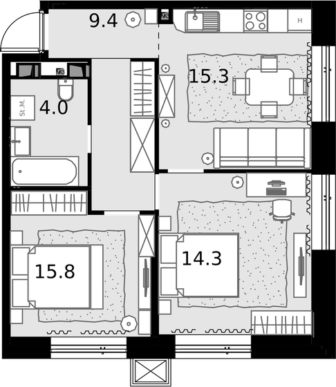 58,9 м², 2-комнатная квартира 21 439 600 ₽ - изображение 46