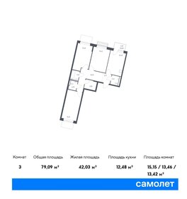 Квартира 79,1 м², 3-комнатная - изображение 1