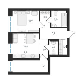 22 м², 1-комнатная квартира 2 599 000 ₽ - изображение 28