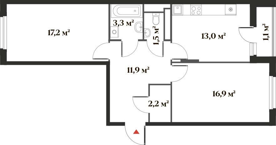 67,1 м², 2-комнатная квартира 15 857 572 ₽ - изображение 1