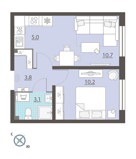 32,8 м², 1-комнатная квартира 4 036 761 ₽ - изображение 1