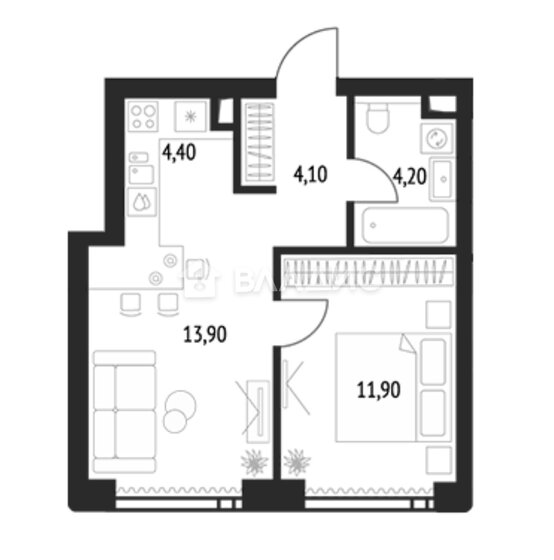 39 м², 1-комнатная квартира 17 000 000 ₽ - изображение 16