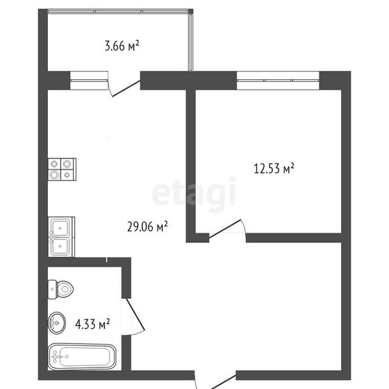 49,8 м², 1-комнатная квартира 5 800 000 ₽ - изображение 25