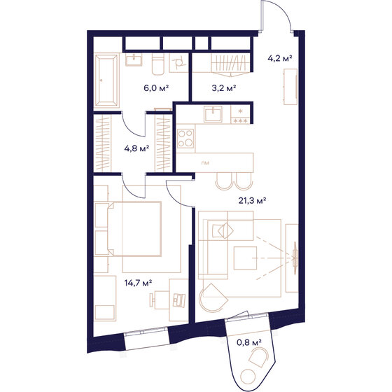 55 м², 1-комнатная квартира 29 790 000 ₽ - изображение 1