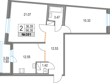 61,2 м², 2-комнатная квартира 15 250 000 ₽ - изображение 82