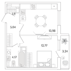 Квартира 38,7 м², 1-комнатная - изображение 1