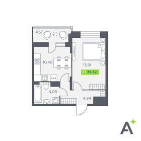 Квартира 35,5 м², 1-комнатная - изображение 1