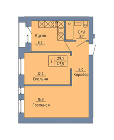 47,5 м², 2-комнатная квартира 3 470 000 ₽ - изображение 24