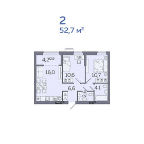 Квартира 52,7 м², 2-комнатная - изображение 1