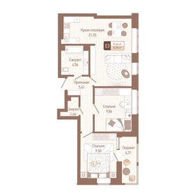 60 м², 2-комнатная квартира 5 300 000 ₽ - изображение 30