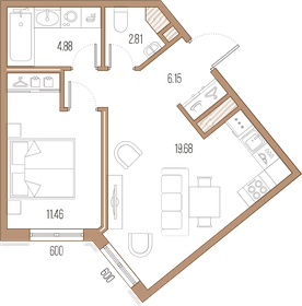 45,8 м², 1-комнатная квартира 16 800 000 ₽ - изображение 112