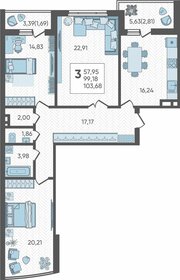 103,8 м², 3-комнатная квартира 12 977 500 ₽ - изображение 12