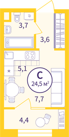 Квартира 22,3 м², студия - изображение 1