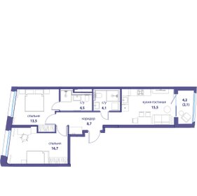 Квартира 63,9 м², 2-комнатная - изображение 1