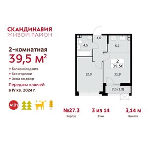 40,6 м², 2-комнатная квартира 11 197 933 ₽ - изображение 14