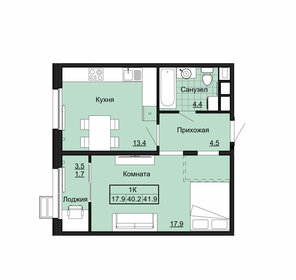 Квартира 41,9 м², 1-комнатная - изображение 1