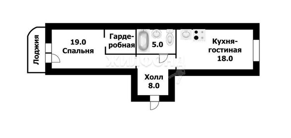 Квартира 45 м², 2-комнатная - изображение 1