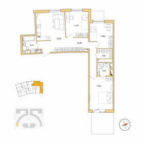 76 м², 3-комнатная квартира 13 500 000 ₽ - изображение 104