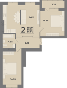 Квартира 63,2 м², 2-комнатная - изображение 1