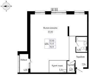 Квартира 77,2 м², 1-комнатная - изображение 5