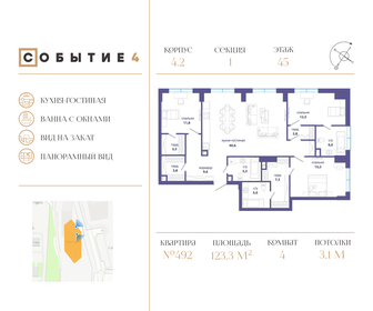 Квартира 123,3 м², 4-комнатная - изображение 1