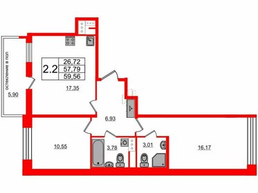 57,6 м², 2-комнатная квартира 15 850 000 ₽ - изображение 102