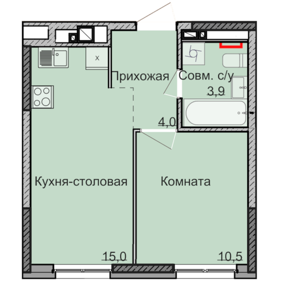 33,4 м², 1-комнатная квартира 3 098 000 ₽ - изображение 1