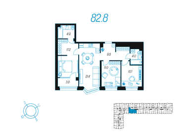 83,4 м², 3-комнатная квартира 13 000 000 ₽ - изображение 74