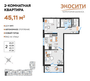 Квартира 45,1 м², 2-комнатная - изображение 1