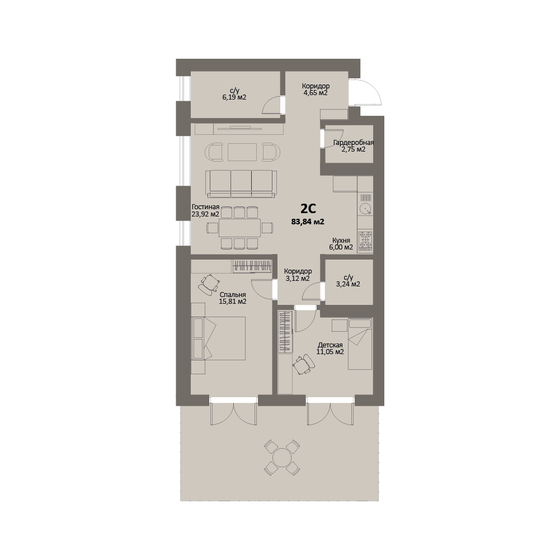 83,8 м², 2-комнатная квартира 12 995 200 ₽ - изображение 1
