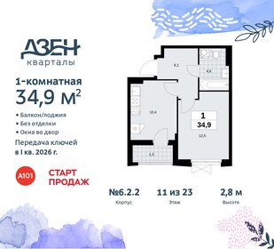 34,9 м², 1-комнатная квартира 9 630 070 ₽ - изображение 1