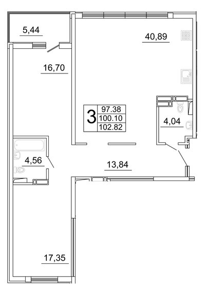 102,8 м², 3-комнатная квартира 13 060 000 ₽ - изображение 1